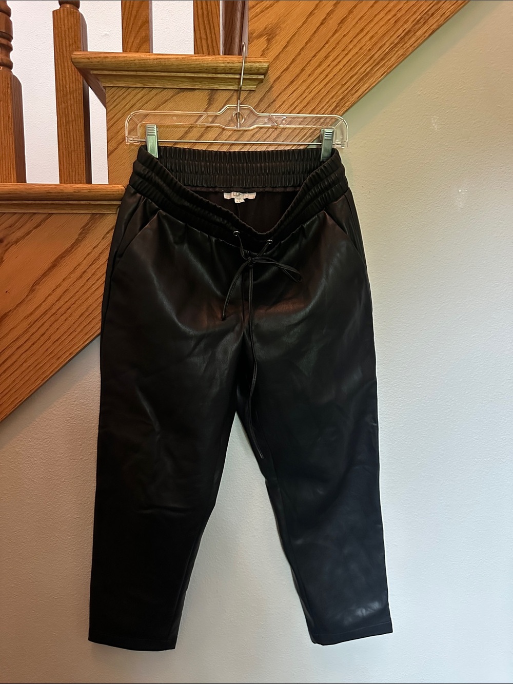 Loft Faux Leather Jogger Pants - Black